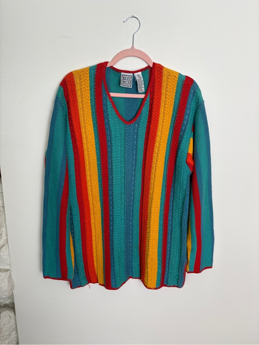 VTG 90s Funky Rainbow Knit Sweater with Retro Vibes - Picture 8 of 8